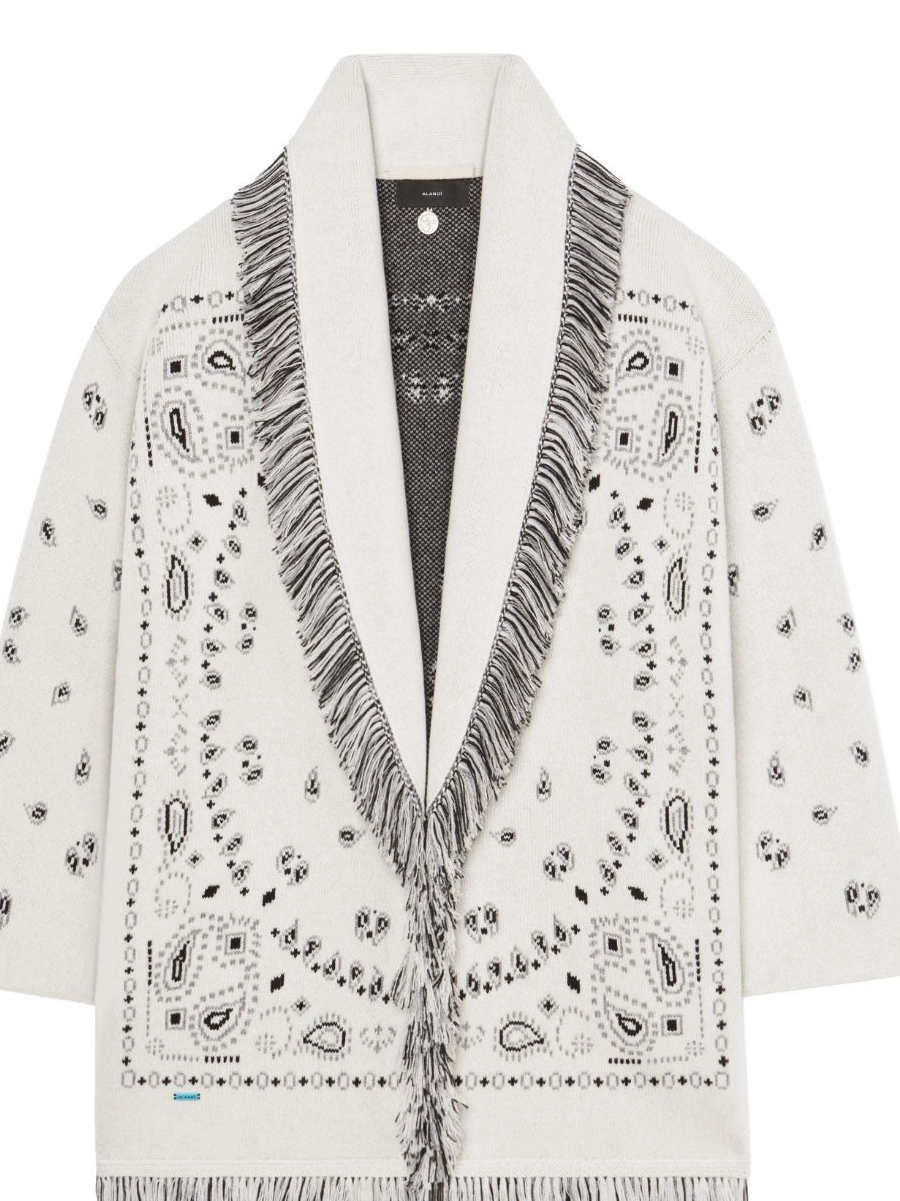 Affordable Women Jacquard cardigan cashmere fringed Bandana Alanui 0708
